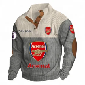 Arsenal Fans Gift Men's Stand Up Collar Base Shirt, All Over Print Men's Stand Up Collar Base Shirt For Sport Fan, Custom Name EPL118073125558-Gray