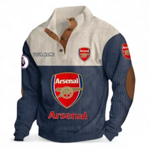 Arsenal Fans Gift Men's Stand Up Collar Base Shirt, All Over Print Men's Stand Up Collar Base Shirt For Sport Fan, Custom Name EPL118073125558-Navy Blue