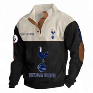Tottenham Hotspur Fans Gift Men's Stand Up Collar Base Shirt, All Over Print Men's Stand Up Collar Base Shirt For Sport Fan, Custom Name EPL118073125561-Black