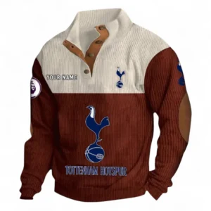Tottenham Hotspur Fans Gift Men's Stand Up Collar Base Shirt, All Over Print Men's Stand Up Collar Base Shirt For Sport Fan, Custom Name EPL118073125561-Dark Red