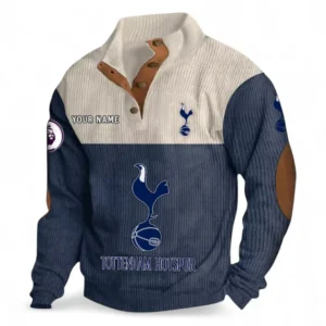 Tottenham Hotspur Fans Gift Men's Stand Up Collar Base Shirt, All Over Print Men's Stand Up Collar Base Shirt For Sport Fan, Custom Name EPL118073125561-Navy Blue