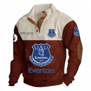 Everton Fans Gift Men's Stand Up Collar Base Shirt, All Over Print Men's Stand Up Collar Base Shirt For Sport Fan, Custom Name EPL118073125562-Dark Red