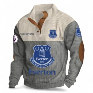 Everton Fans Gift Men's Stand Up Collar Base Shirt, All Over Print Men's Stand Up Collar Base Shirt For Sport Fan, Custom Name EPL118073125562-Gray