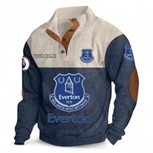 Everton Fans Gift Men's Stand Up Collar Base Shirt, All Over Print Men's Stand Up Collar Base Shirt For Sport Fan, Custom Name EPL118073125562-Navy Blue