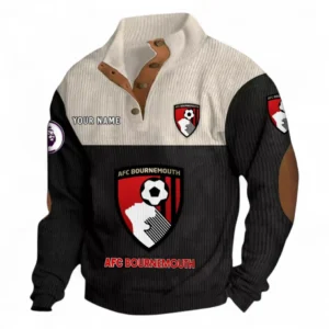 Bournemouth Fans Gift Men's Stand Up Collar Base Shirt, All Over Print Men's Stand Up Collar Base Shirt For Sport Fan, Custom Name EPL118073125563-Black
