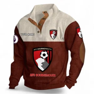 Bournemouth Fans Gift Men's Stand Up Collar Base Shirt, All Over Print Men's Stand Up Collar Base Shirt For Sport Fan, Custom Name EPL118073125563-Dark Red