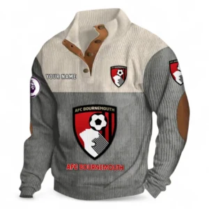 Bournemouth Fans Gift Men's Stand Up Collar Base Shirt, All Over Print Men's Stand Up Collar Base Shirt For Sport Fan, Custom Name EPL118073125563-Gray