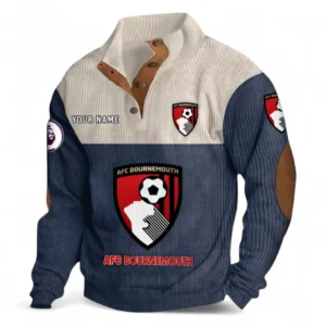 Bournemouth Fans Gift Men's Stand Up Collar Base Shirt, All Over Print Men's Stand Up Collar Base Shirt For Sport Fan, Custom Name EPL118073125563-Navy Blue
