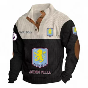 Aston Villa Fans Gift Men's Stand Up Collar Base Shirt, All Over Print Men's Stand Up Collar Base Shirt For Sport Fan, Custom Name EPL118073125564-Black