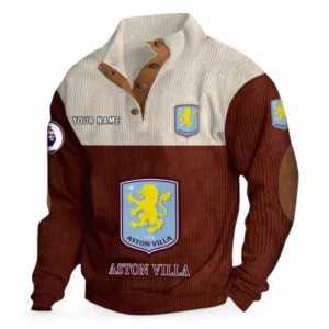 Aston Villa Fans Gift Men's Stand Up Collar Base Shirt, All Over Print Men's Stand Up Collar Base Shirt For Sport Fan, Custom Name EPL118073125564-Dark Red