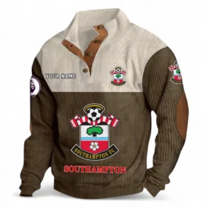 Southampton Fans Gift Men's Stand Up Collar Base Shirt, All Over Print Men's Stand Up Collar Base Shirt For Sport Fan, Custom Name EPL118073125570-Brown