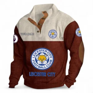 Leicester City F.C Fans Gift Men's Stand Up Collar Base Shirt, All Over Print Men's Stand Up Collar Base Shirt For Sport Fan, Custom Name EPL118073125573-Dark Red