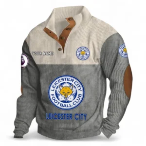 Leicester City F.C Fans Gift Men's Stand Up Collar Base Shirt, All Over Print Men's Stand Up Collar Base Shirt For Sport Fan, Custom Name EPL118073125573-Gray
