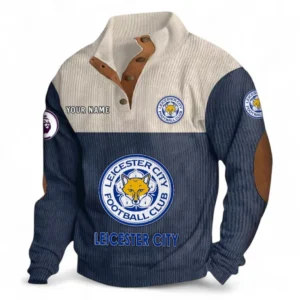Leicester City F.C Fans Gift Men's Stand Up Collar Base Shirt, All Over Print Men's Stand Up Collar Base Shirt For Sport Fan, Custom Name EPL118073125573-Navy Blue