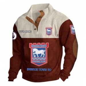 Ipswich Town F.C Fans Gift Men's Stand Up Collar Base Shirt, All Over Print Men's Stand Up Collar Base Shirt For Sport Fan, Custom Name EPL118073125574-Dark Red