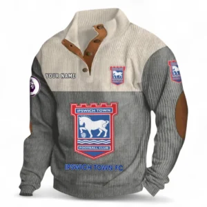 Ipswich Town F.C Fans Gift Men's Stand Up Collar Base Shirt, All Over Print Men's Stand Up Collar Base Shirt For Sport Fan, Custom Name EPL118073125574-Gray