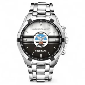 Swansea City Fans Gift Steel Watches, All Over Print Steel Watches For Sport Fan, Custom Name EPL99072825000