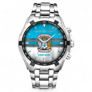 Coventry City Fans Gift Steel Watches, All Over Print Steel Watches For Sport Fan, Custom Name EPL99072825003