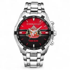 Sunderland Fans Gift Steel Watches, All Over Print Steel Watches For Sport Fan, Custom Name EPL99072825005