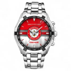 Brentford FC Fans Gift Steel Watches, All Over Print Steel Watches For Sport Fan, Custom Name EPL99072825017