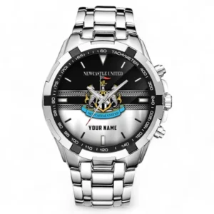Newcastle United F.C Fans Gift Steel Watches, All Over Print Steel Watches For Sport Fan, Custom Name EPL99072825019