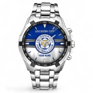 Leicester City Fans Gift Steel Watches, All Over Print Steel Watches For Sport Fan, Custom Name EPL99072825021