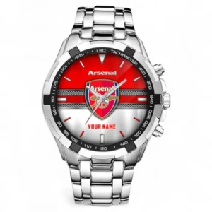 Arsenal F.C. Fans Gift Steel Watches, All Over Print Steel Watches For Sport Fan, Custom Name EPL99072825034
