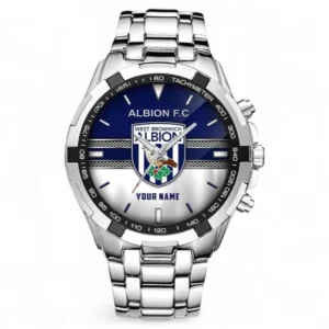 West Bromwich Albion Fans Gift Steel Watches, All Over Print Steel Watches For Sport Fan, Custom Name EPL99072825040