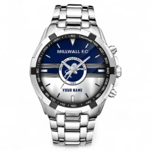 Millwall Fans Gift Steel Watches, All Over Print Steel Watches For Sport Fan, Custom Name EPL99072825043