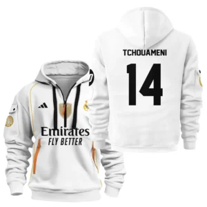 Aurelien Tchouameni Real Madrid Hoodie Half Zipper  For Fan Aurelien Tchouameni HVN1100AT070125HODZ