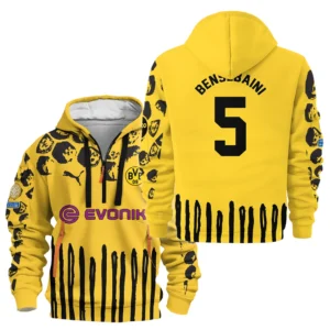 Ramy Bensebaini Borussia Dortmund Hoodie Half Zipper  For Fan Ramy Bensebaini HVN1101RB070125HODZ