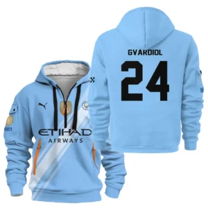 Josko Gvardiol Manchester City Hoodie Half Zipper  For Fan Josko Gvardiol HVN1102JG070125HODZ