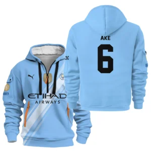 Nathan Ake Manchester City Hoodie Half Zipper  For Fan Nathan Ake HVN1102NA070125HODZ