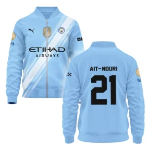 Rayan Ait-Nouri Manchester City Bomber Jacket  For Fan Rayan Ait-Nouri HVN1102RAN070125BOB