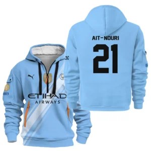 Rayan Ait-Nouri Manchester City Hoodie Half Zipper  For Fan Rayan Ait-Nouri HVN1102RAN070125HODZ