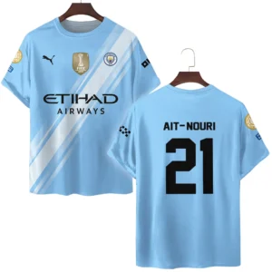 Rayan Ait-Nouri Manchester City T-Shirt  For Fan Rayan Ait-Nouri HVN1102RAN070125TS3D