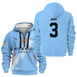 Ruben Dias Manchester City Hoodie Half Zipper  For Fan Ruben Dias HVN1102RD070125HODZ