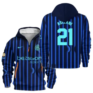 Kristjan Asllani Internazionale Milano Hoodie Half Zipper  For Fan Kristjan Asllani HVN1104KA070225HODZ