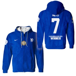 Pedro Neto Chelsea Zipper Hoodie  Club World Cup 2025 Champions For Fan Pedro Neto HVN1129PN071425ZHD