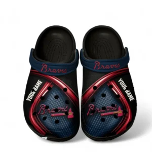 Atlanta Braves Fans Gift Crocs, All Over Print Crocs For Sport Fan, Custom Name MLB137072325667-Black
