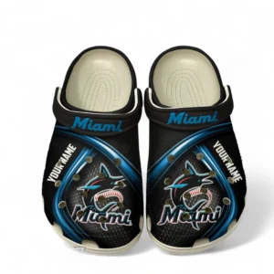 Miami Marlins Fans Gift Crocs, All Over Print Crocs For Sport Fan, Custom Name MLB137072325680-White