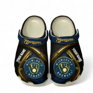 Milwaukee Brewers Fans Gift Crocs, All Over Print Crocs For Sport Fan, Custom Name MLB137072325681-White
