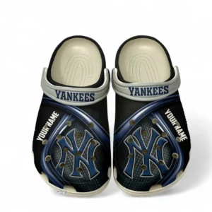 New York Yankees Fans Gift Crocs, All Over Print Crocs For Sport Fan, Custom Name MLB137072325684-White