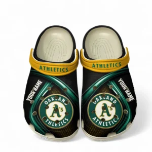 Oakland Athletics Fans Gift Crocs, All Over Print Crocs For Sport Fan, Custom Name MLB137072325685-White