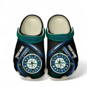 Seattle Mariners Fans Gift Crocs, All Over Print Crocs For Sport Fan, Custom Name MLB137072325690-White