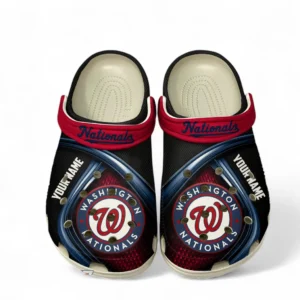 Washington Nationals Fans Gift Crocs, All Over Print Crocs For Sport Fan, Custom Name MLB137072325694-White