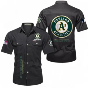 Oakland Athletics Fans Gift Short Sleeved Shirt, All Over Print Short Sleeved Shirt For Sport Fan, Custom Name MLB140072325444-Black