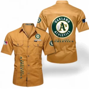 Oakland Athletics Fans Gift Short Sleeved Shirt, All Over Print Short Sleeved Shirt For Sport Fan, Custom Name MLB140072325444-Turmeric