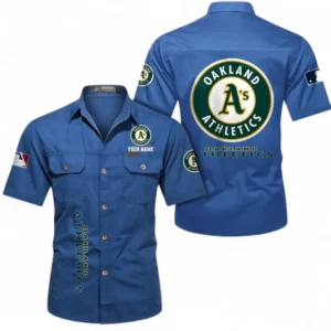 Oakland Athletics Fans Gift Short Sleeved Shirt, All Over Print Short Sleeved Shirt For Sport Fan, Custom Name MLB140072325444-Cowboy Blue