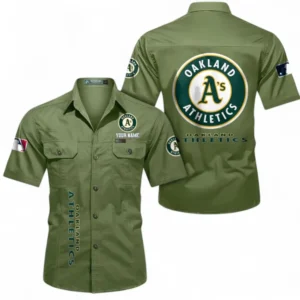 Oakland Athletics Fans Gift Short Sleeved Shirt, All Over Print Short Sleeved Shirt For Sport Fan, Custom Name MLB140072325444-Fruit Green